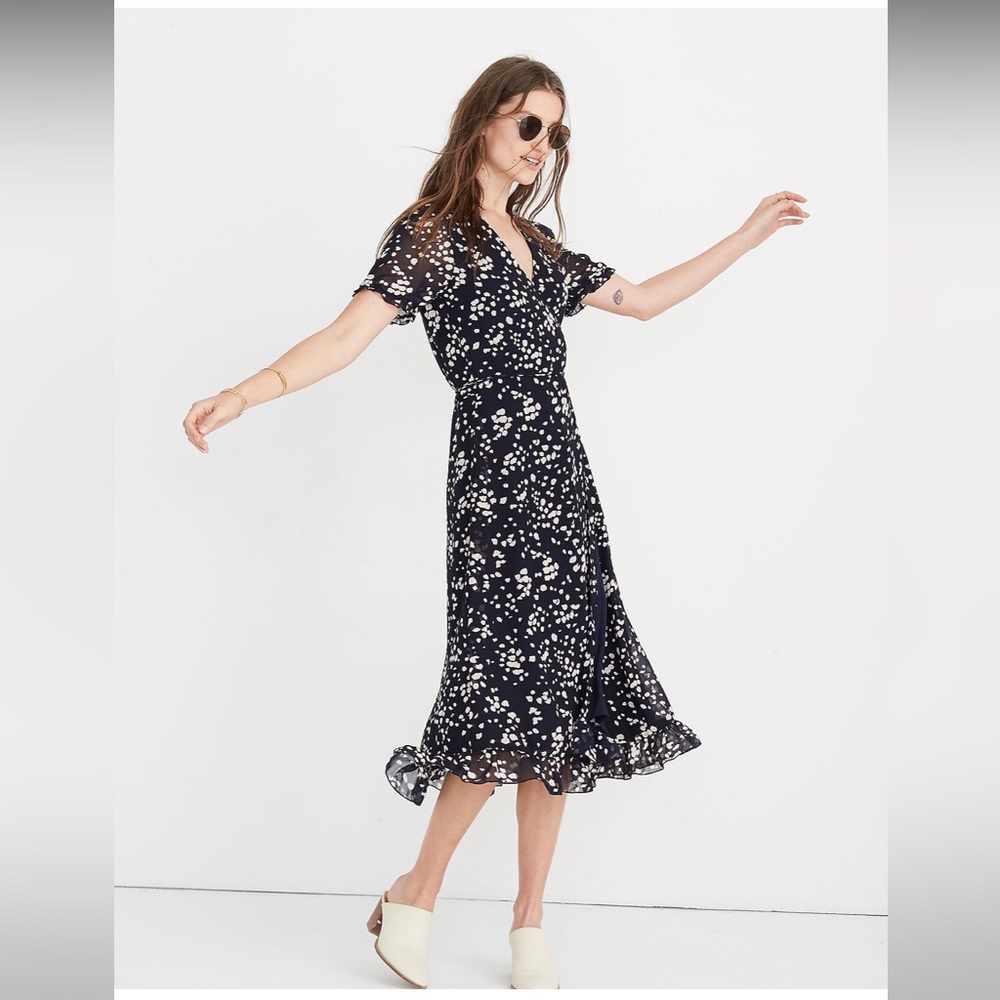 Madewell ruffle sleeve wrap dress